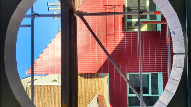 Vue depuis le batiment central / photo de chantier